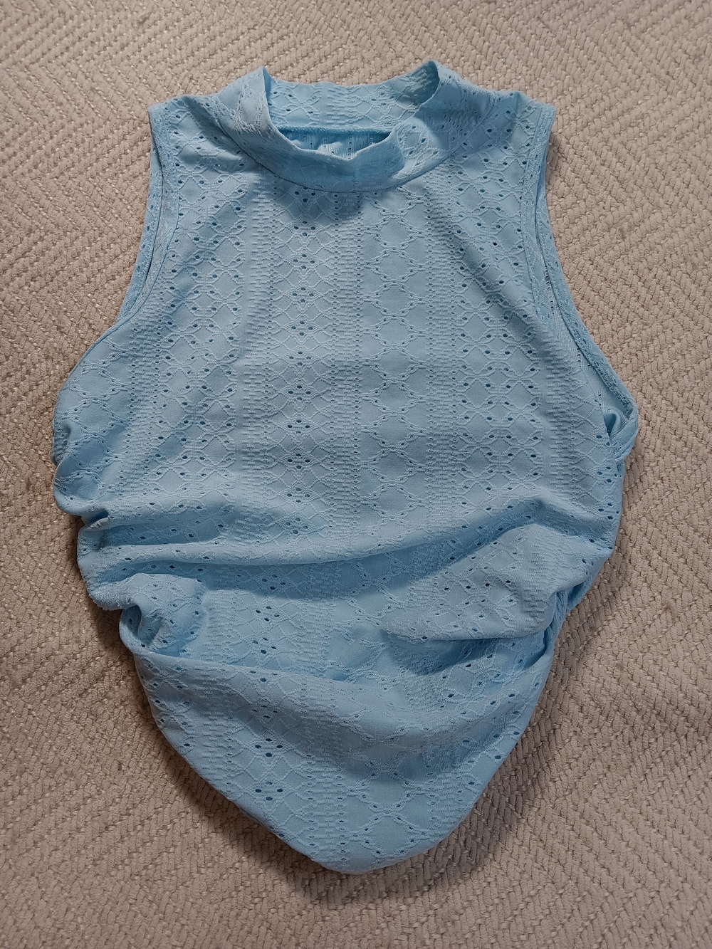 SHEIN Pale Blue Eyelet Mock Neck Tank